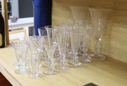 A quantity of mixed 18th-20th century drinking glasses, tallest 25 cm