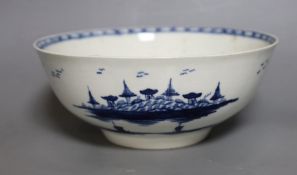 A Caughley blue and white bowl, c.1775, 24 cm diameter