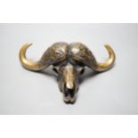 Robert Green, bronze model of a water buffalo skull, 18cm long