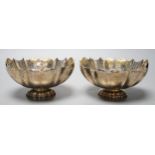 A pair of 800 standard white metal cusped oval bowls, length 14cm, 11.9oz.