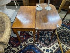 A Victorian mahogany Pembroke table and George III mahogany dining D end table