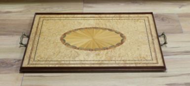 A Sheraton style inlaid tray by Richard Reading & Philip Rose, 64cm handle to handle