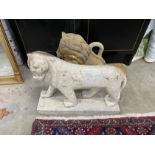 Two stone carvings, larger height 49cm