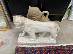 Two stone carvings, larger height 49cm