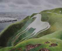 After Eric Ravilious, colour print, 'The White Horse', signed in the plate, numbered in pencil 38/