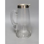 An early 20th century Asprey silver mounted glass jug. 24.5cm tall