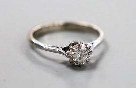 An 18ct and solitaire diamond ring, the stone weighing approx. 0.30ct, size J, gross weight 2.3