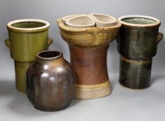 A group of studio pottery vases and a planter (4)