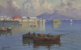 A. Nonetti, oil on canvas board, Neapolitan coastal scene, signed, 29 x 44cm