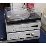 A Bladelius pre main amplifier model TYR and CD player model SYN, a Pro-Ject Xpression III