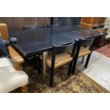 A 1970’s Habitat black ash rectangular dining table, length 194cm, width 90cm, height 74cm and