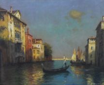 After Bouvard, oil on canvas board, Venetian canal scene, bears signature, 44 x 54cm