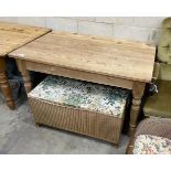 A Victorian style rectangular pine kitchen table, length 131cm, width 86cm, height 76cm