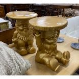 A pair of Philippe Starck for Kartell gilt composition gnome stools, diameter 33cm, height 42cm