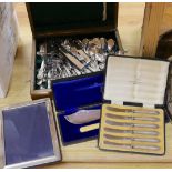 Miscellaneous plated cutlery and silver photograph frame