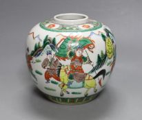 A Chinese famille verte jar, 16cm