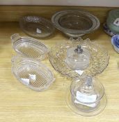 A selection of various late Georgian cut glass dishes, and a later silver mounted pineapple lidded
