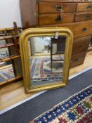 A 19th century French gilt wood and composition wall mirror, width 63cm height 85cm.