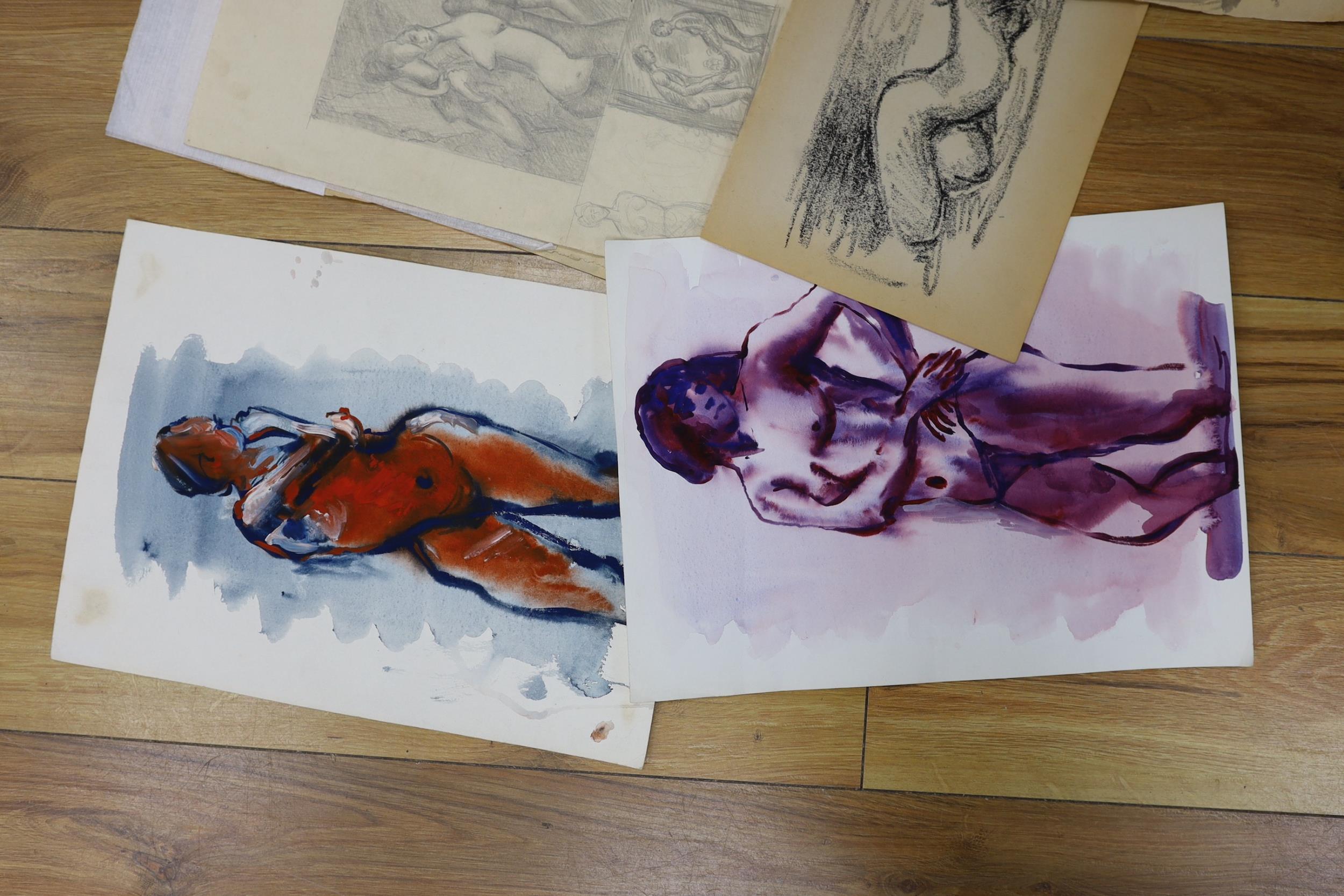 H.H. Sayce (1918-2001), a small group of ink and wash studies, mostly female nudes, signed, - Image 2 of 4