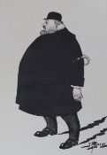 J. Papson, colour print, Caricature of a bearded gentleman, 41 x 29cm