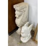 Two stone carvings, largest height 76cm