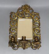 A late 19th century small brass framed girandole 41cm long