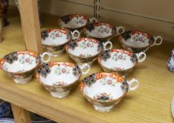 Nine 19th century English porcelain teacups
