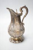 An early Victorian panelled pear shaped silver lidded cream jug, Charles & George Fox, London, 1845,