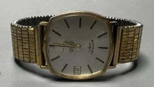 A gentleman's 1970's 9ct gold Rotary manual wind wrist watch, with case back inscription, on