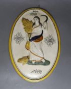 A late 18th century creamware Autumn oval plaque, 32.5cm long