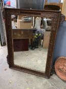 A late 19th century French rectangular carved oak wall mirror, width 118cm, height 142cm