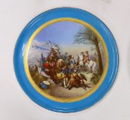 A 19th century Sevres style porcelain tray ‘Bataille De Fontenoy 11 Mai 1745’, 45cm