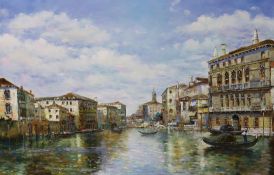 Remington, oil on canvas, View of the Grand Canal, signed, 61 x 92cm, unframed
