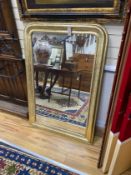 A late19th century French giltwood overmantel mirror width 84cm, height 126cm.