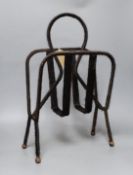 Attributed to Jacques Adnet, horse hair magazine rack
