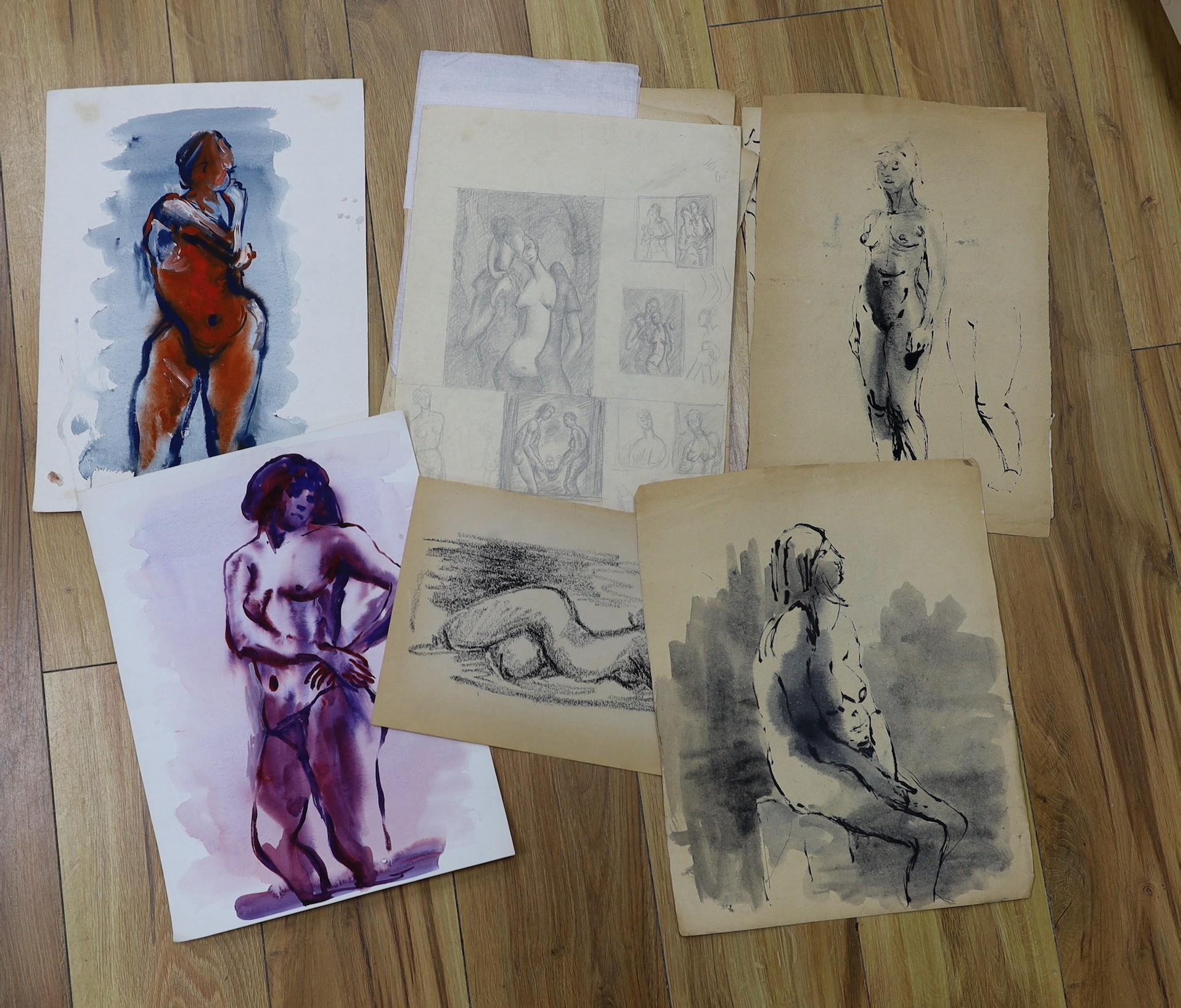 H.H. Sayce (1918-2001), a small group of ink and wash studies, mostly female nudes, signed,