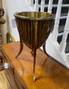 A late 19th / early 20th century Dutch inlaid mahogany jardiniere with brass liner diameter 33cm,