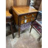 A Regency mahogany drop flap work table, width 47cm, depth 46cm, height 76cm