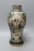 A Chinese crackle glaze famille verte vase. 29cm high
