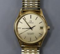 A gentleman's steel and gold plated Omega Seamaster quartz wrist watch, with spare links and Omega