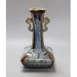 A 19th century Chinese Shiwan square vase, 23cm