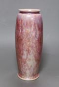 A Ruskin crimson lustre glazed monochrome vase, dated 1925, 22cm