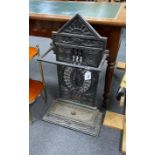 A Victorian Coalbrookdale style cast iron stick stand with pierced paterae decoration width 41cm,