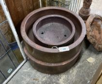 Three circular glazed earthenware herb planters by Errington, Reay & Co., Bardon Mill, largest