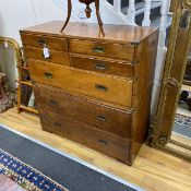 A Victorian brass bound mahogany two part military chest fitted four short and three graduated