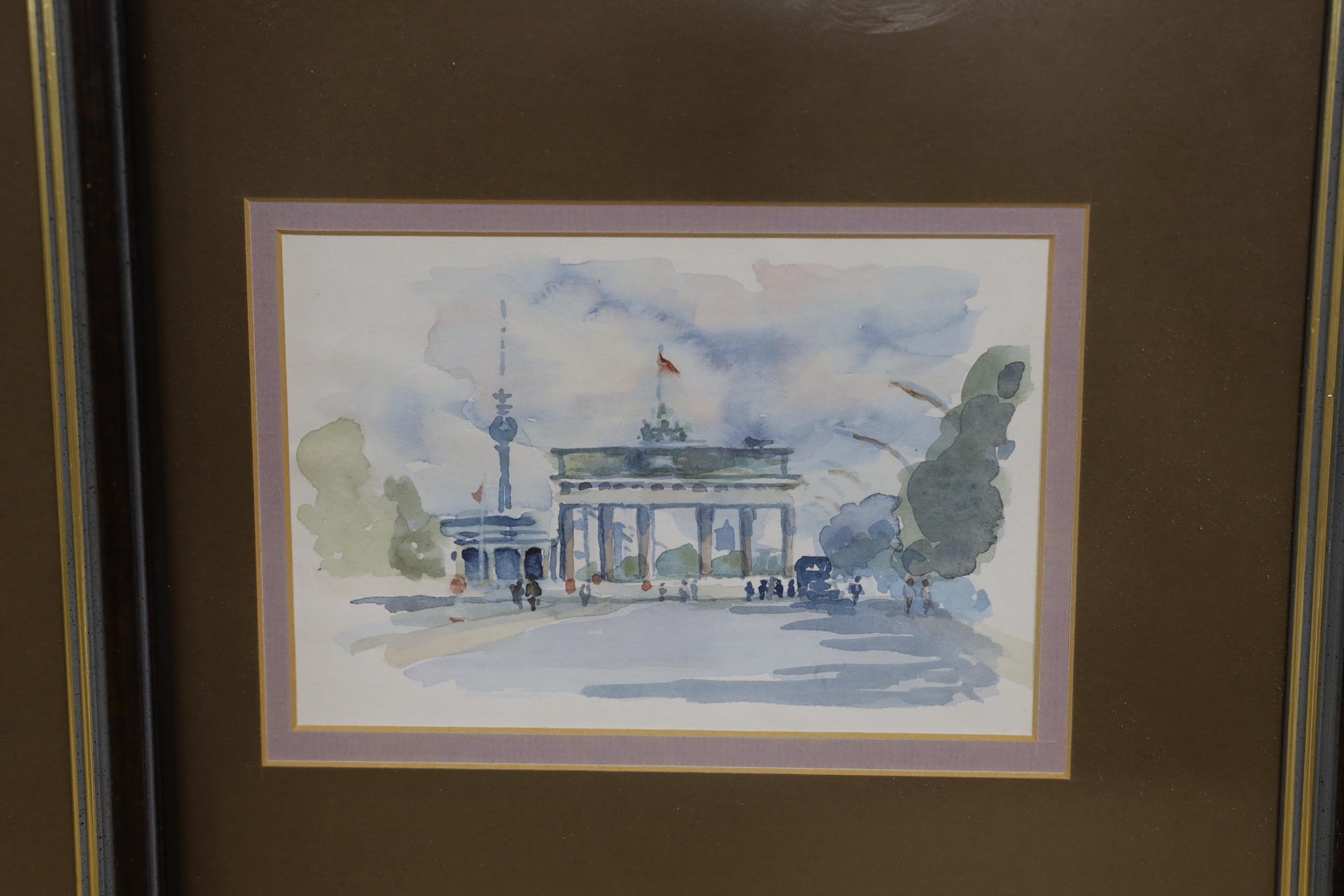 Granville Cayley, three watercolours, Carribbean beach scene, Thames view and View of a memorial, - Image 2 of 4