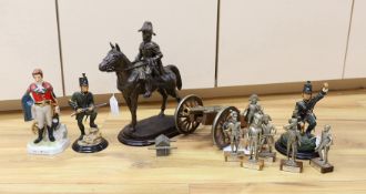 Duke of Wellington and Napoleonic war interest – a group of composition and ceramic figures of