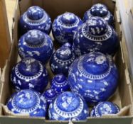A quantity of Chinese blue and white prunus ginger jars (14)