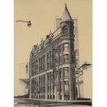 S. Tullett, architectural print, 'Flat Iron Building, New York', signed in ink, 41 x 30cm