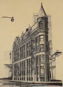 S. Tullett, architectural print, 'Flat Iron Building, New York', signed in ink, 41 x 30cm